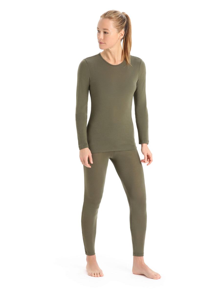 Loden Women's Icebreaker Merino 175 Everyday Long Sleeve Crewe Thermal Top One Piece & Sets | USA 1778YXFU